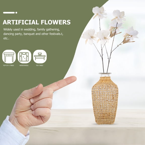 OUNONA 2-Pack White Artificial Silk Snow Flowers for Wedding Decor, Road , Home Decoration Accents