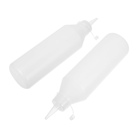 OUNONA Set of 2 White Plastic Squeeze Bottles for Liquid Storage, Polyethylene Material, and Leak-Proof Design
