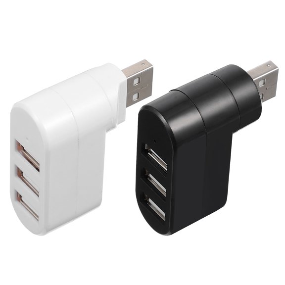 OUNONA 2Pcs White USB 2 0 Adapter 3 Ports Hub for Computer Supporting Multiple Devices