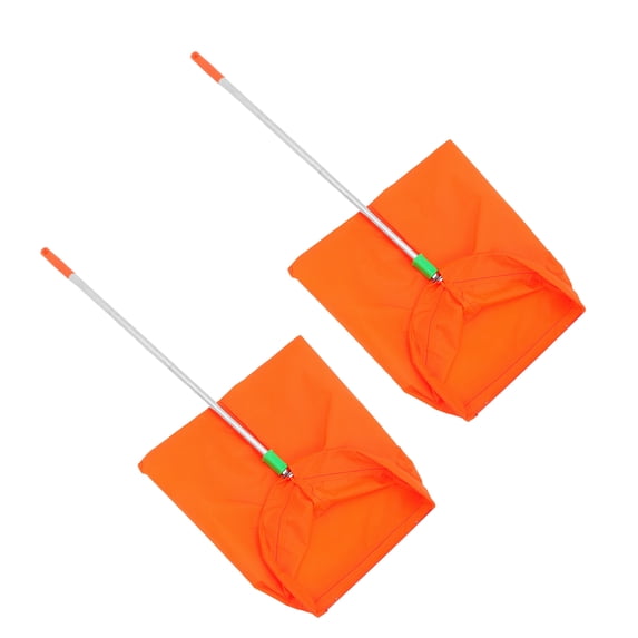 OUNONA 2-Pack Dual Portable Dustpan Set with Aluminum Frame and Wind-Resistant Fabric for Outdoor Yard and Garden Cleaning