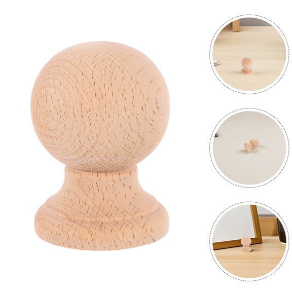 OUNONA 2Pcs Wood Ball Finials Khaki Solid Hardwood Decorative Caps For Bed Posts Indoor Decoration