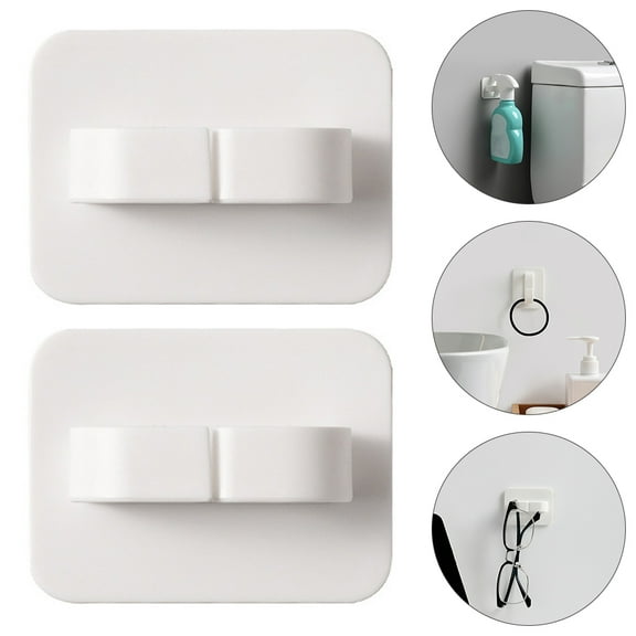 Moluckfu Towel Hooks Bathroom Adhesive Plastic Wall Hanging Home Users Bathroom 2Pcs