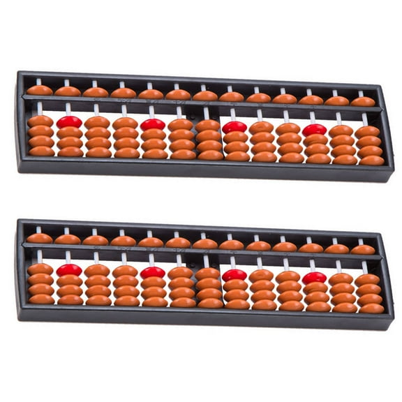 OUNONA 2-Pack Small Wooden Counting Abacus for Kids, Brown Color, Mental Arithmetic Training and Learning Tool