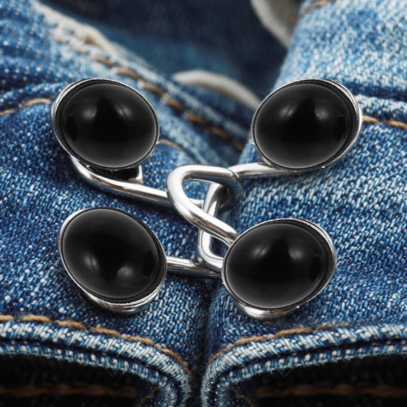 OUNONA 2Sets Alloy Jeans Accessories Nail Free Waist Buckle Snap Fastener for Pants