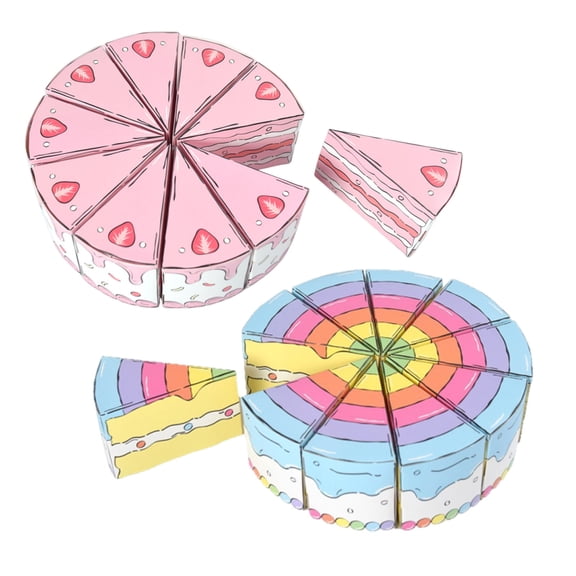 OUNONA 2Sets Cake Slice Shaped Candy Boxes Vibrant Paper Favor Containers for Christmas Birthday Wedding