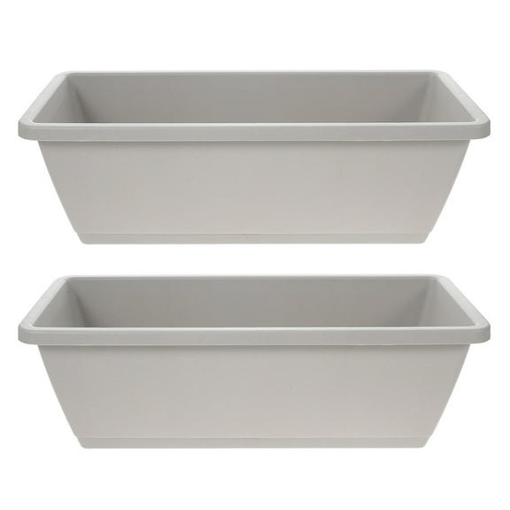OUNONA 2Sets Resin Rectangular Planter Pot with Tray Lightweight Flower Plant Container for Garden