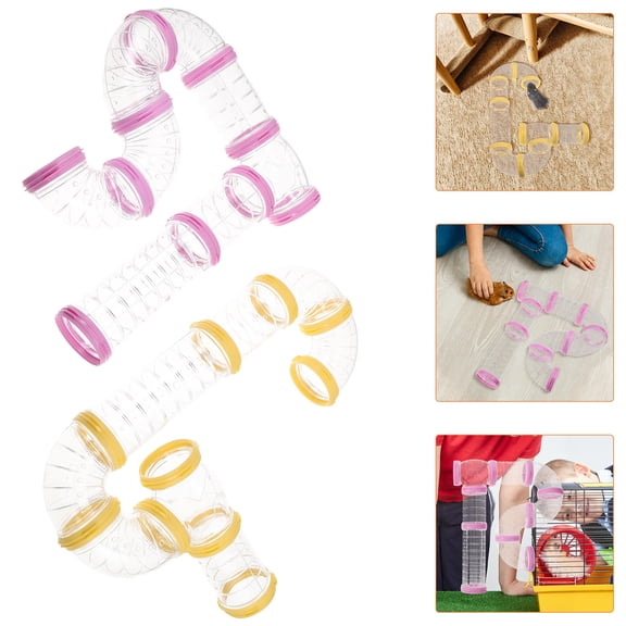 OUNONA 2Sets Transparent Hamster Cage External Tube Kit Flexible Plastic Tunnel for Small Animals