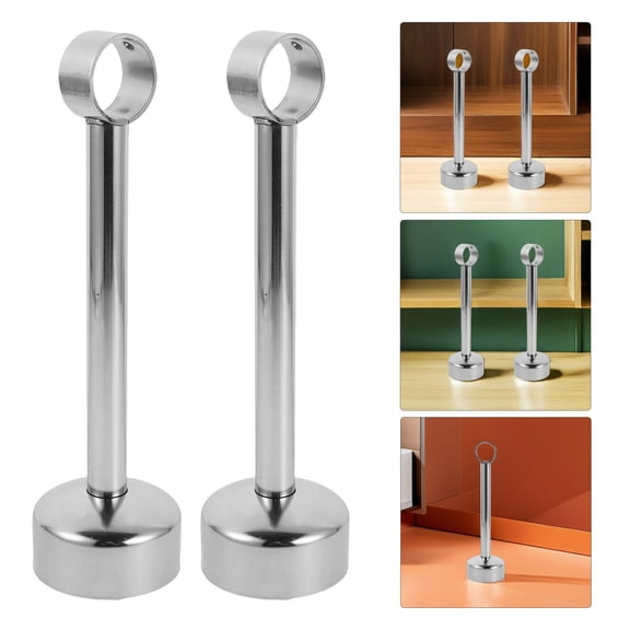OUNONA 2Sets Universal Stainless Steel Wardrobe Rod Brackets with Easy Installation