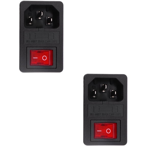OUNONA 2pcs 10A 250V Power Switch 3-Pin Power Socket Power Inlet with Rocker Switch
