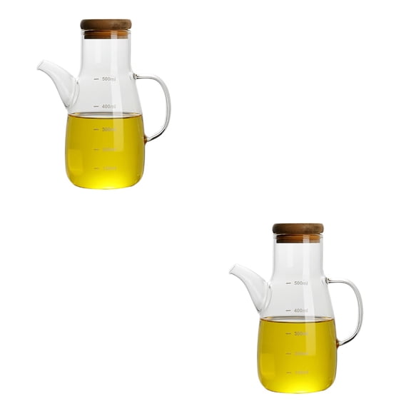 OUNONA 2pcs 500ml High Borosilicate Glass Oiler Leak-Proof Oil Pot Home Kitchen Oil Bottle with Scale Suitable for Oil Liquid Vinegar