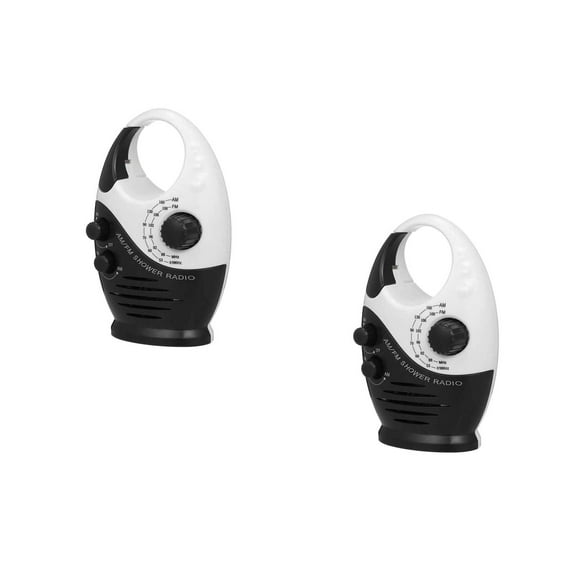 OUNONA 2pcs AM/ Portable Shower Radio Bathroom Hanging Music Player Waterproof Sound System for Home Travel Camping Indoor Outdoor Use