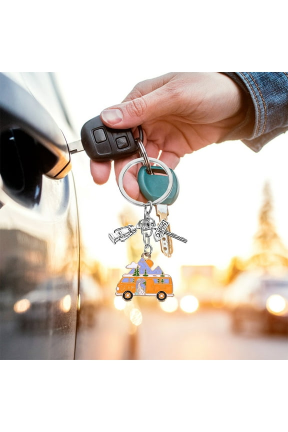 2pcs Camper Keychain Camper Keyring Couple Camping Key Ring Travel Keyring Handbags Charm For Men Women Travel Trailers Accessories