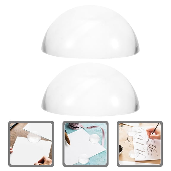 OUNONA 2pcs Crystal Calligraphy Paperweights Clear Dome Paper Weights For Writing Drawing For Office Desk Home And Outdoor Use