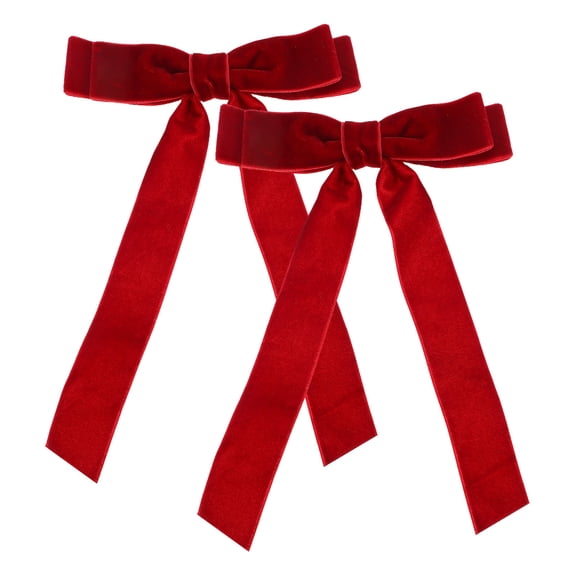 OUNONA 2pcs Dark Red Flocking Bowknot Hair Ribbons Cute Hair Accessories for Girls Ideal for Parties and Daily Wear