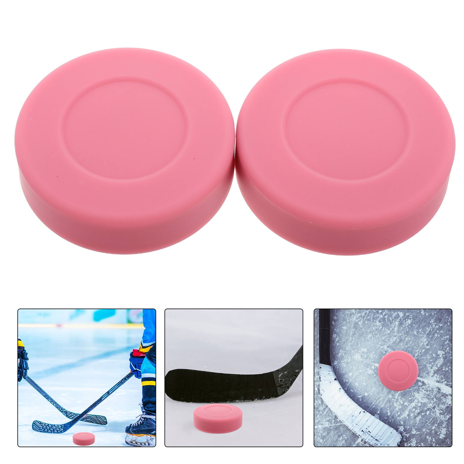 OUNONA 2pcs Durable PVC Hockey Pucks for Indoor and Outdoor Training Practicing and Competition Sports Accessories