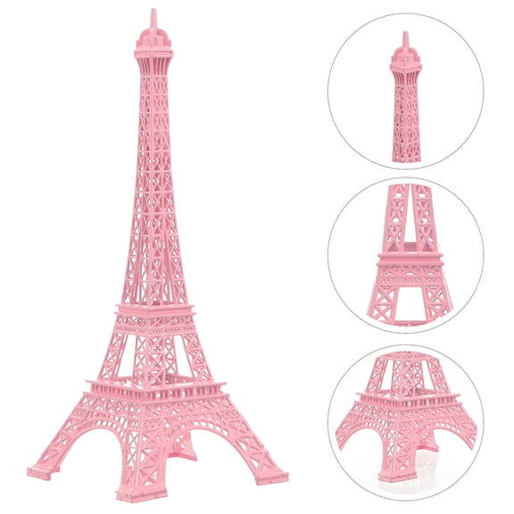 Tineasur Eiffel Tower Figurine Pink Metal French Cultural Souvenir for Display 2Pcs