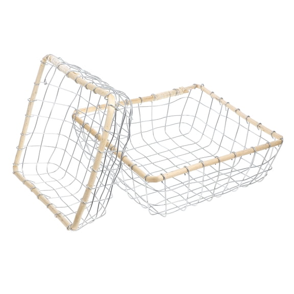 OUNONA 2pcs Farmhouse Metal Basket Convenient Farmhouse Metal Basket Baskets Of Common Metals Reusable Wire Baskets For Organizing