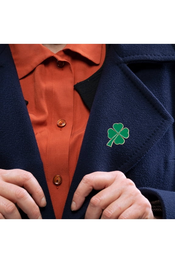 2pcs Four-Leaf Lapel Pin Shamrock Brooch for Women Lucky Irish Pin for Party Holiday St. Patrick's Leaf Brooch