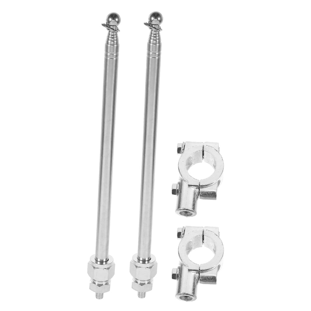 OUNONA 2pcs Steel Adjustable Height Flag Pole For Mountain Bike Dirt Bike Motorcycle Handlebar Telescopic Flagpole Kit Safety Flag Holder