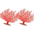 thumbnail image 1 of LABELEPH Fish Tank Decoration Coral Shape Plastic Red For Friends Christmas 2Pcs 6.5X5.7X1.1In, 1 of 8