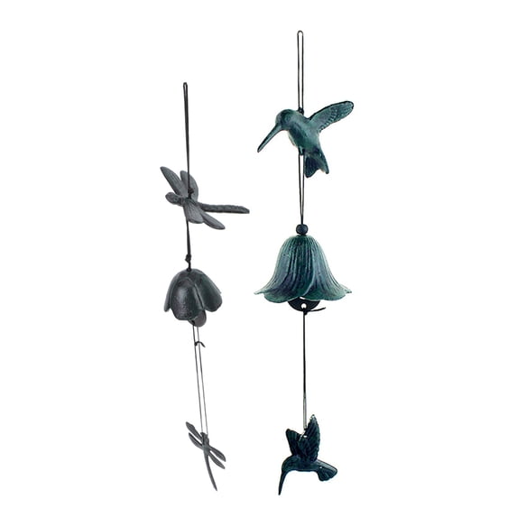 OUNONA Japanese Green Wind Chime Iron Ornament for Outdoor Garden Decoration 2pcs