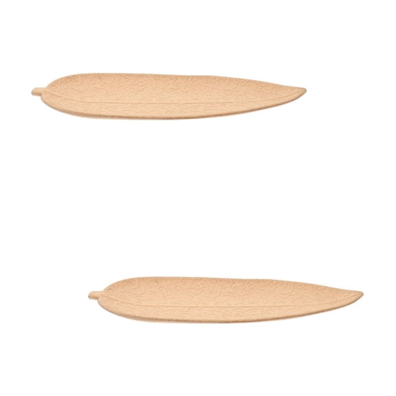 OUNONA 2pcs Leaf Serving Dish Wooden Dessert Tray Dining Table Sushi Plate Dish for Home Restaurant