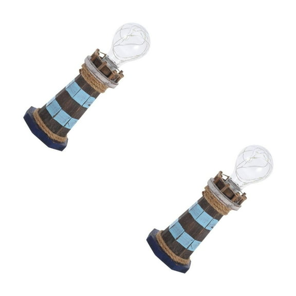 OUNONA 2pcs Mediterranean Led Lighthouse Desktop Light For Coastal Decor And Nautical Themed Home Decorations