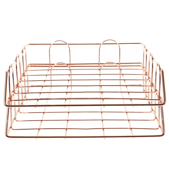 OUNONA 2pcs Office Organization Basket File Organizer Metal Holder Document Organizer For Desk