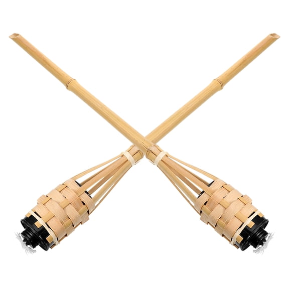OUNONA Flickering Bonfire Night Light Bamboo Torch 2Pcs for Outdoor Decor