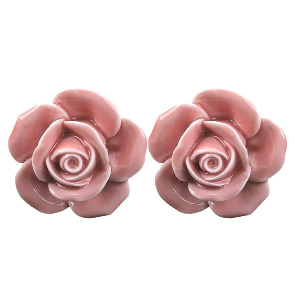 Tineasur Ceramic Pull Handles Rose Door Knobs 2 Pieces Decorative Hardware for Home Cabinets and Furniture