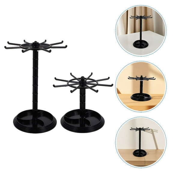 OUNONA 2pcs Rotating Display Stand Keychain Holder Display Small Jewelry Stand for Earrings and Bracelets Desktop Organizer for Office Home