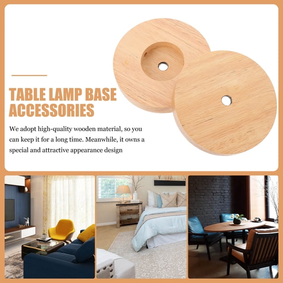 OUNONA 2pcs Simple Design Lamp Base Wood Table Lamp Base Light Brown Color for Home Owners