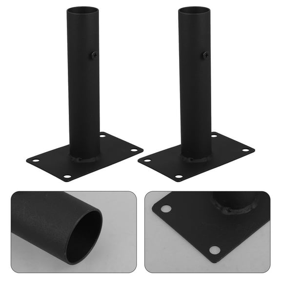 OUNONA 2pcs Round Post Bases for Garden Fence Support Base Iron Fence Post Holder Suitable for Barrier Base and Screen Holder