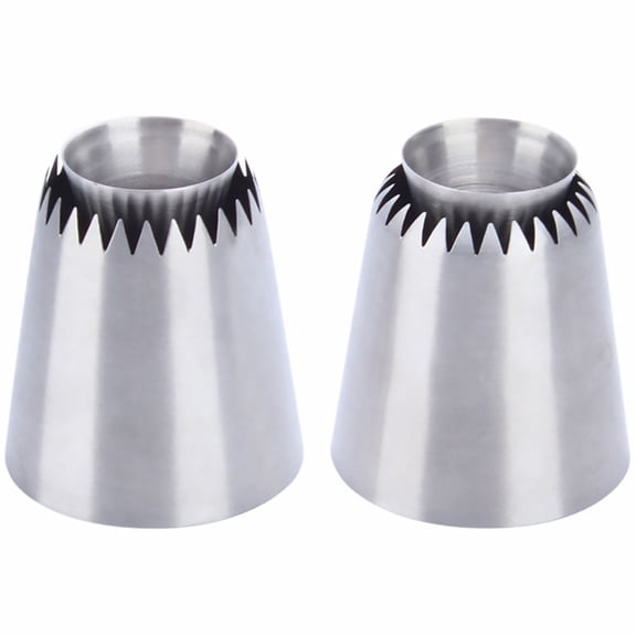 OUNONA 2pcs Royal Icing Piping Tips Silver Nozzles for Cookies Decoration Baking Accessories