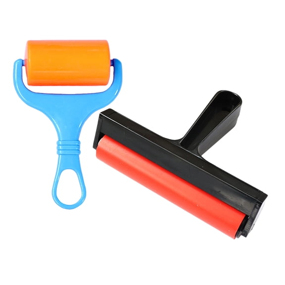OUNONA 2pcs Rubber Rollers Crafting Roller Ink Applicator Oil Painting Tool For Art Craft Printmaking And Gluing Precise Pressing