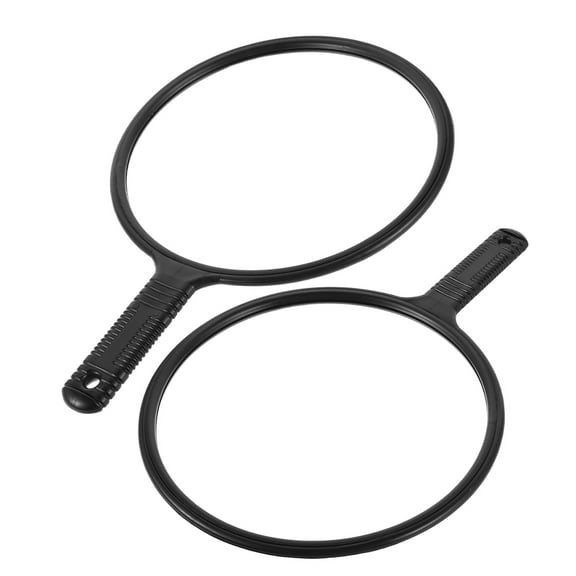 OUNONA 2pcs Salon Handheld Mirror Large Round Mirror For Hair Cutting With Ergonomic Handle For Hairdressing Makeup And Grooming