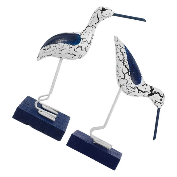 OUNONA 2pcs Sea Bird Statue Wooden Standing Seagull Figurine Desktop Seabird Seagull Nautical Coastal Beach Ocean Home Decoration for Bathroom Bedroom