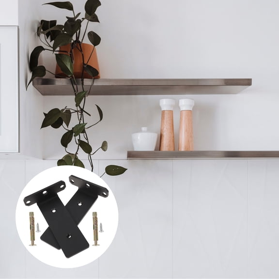 FOLOYORI 2-Pack Black Steel Wall Mounted Shelf Brackets Angled Supports for Custom