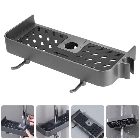 OUNONA 2pcs Shower Slide Bar Shelf Storage Rack Detachable Shower Pole Organizer for Bathroom Use