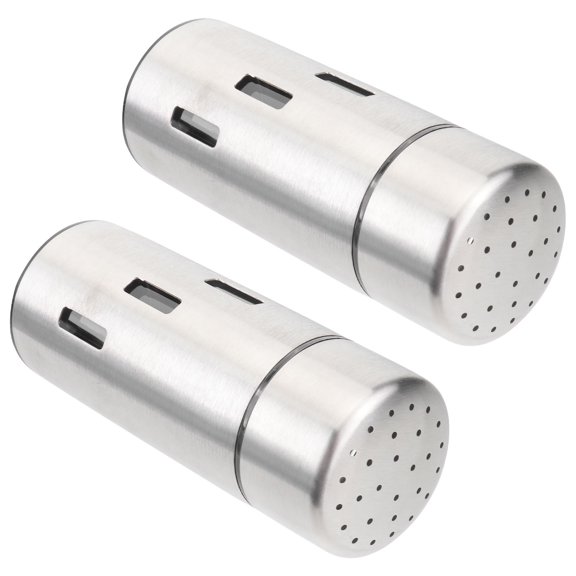 OUNONA Spice Silver Stainless Steel Jars for Kitchen Seasoning 2Pcs