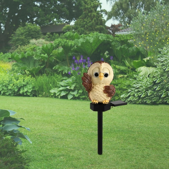 OUNONA Solar Powered Owl Statue for Home with Resin Material and Assorted Decorative Light