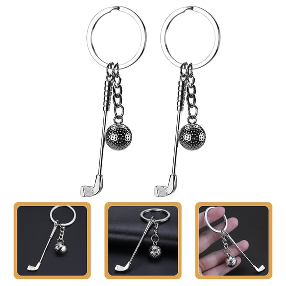 Tineasur Golf Keychain Set, 2Pcs Zinc Alloy Key Holder for Hanging Keys and Accessories