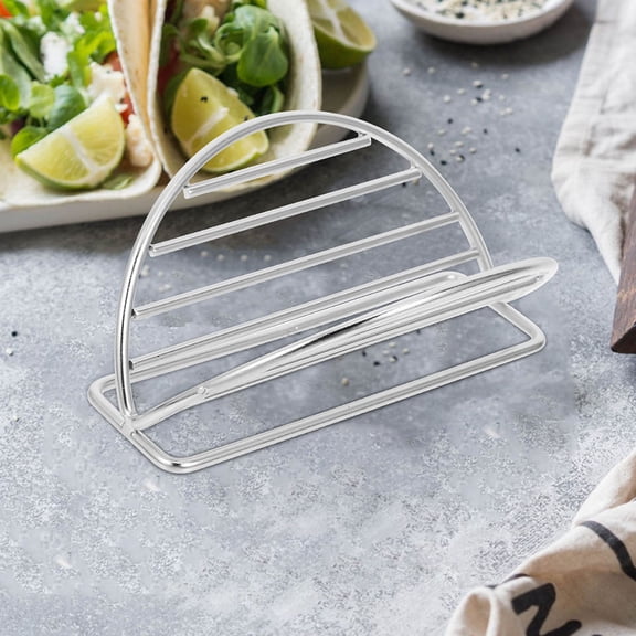 OUNONA 2pcs Stainless Steel Taco Holder For Grilling And Baking Taco Tray For Serving Tacos Sushi And Snacks Ideal For Parties And Events