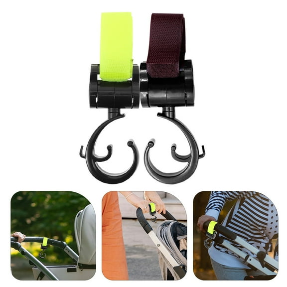 Tineasur Multifunctional Stroller Hooks for Baby Strollers and Motorcycles Assorted Color 2pcs Plastic and Fabric