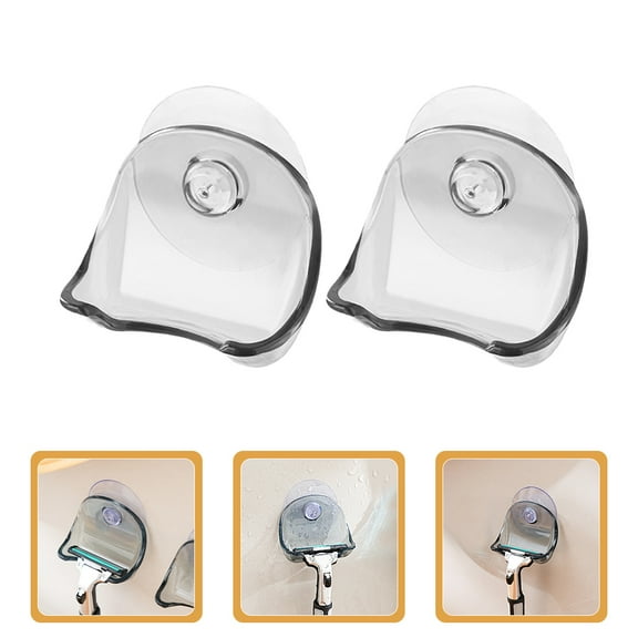 OUNONA 2pcs Suction Cup Razor Holder for Bathroom No-Drill Wall Mounted Shaver Storage Rack Razor Hanger for RV and Travel Bathroom Organizer