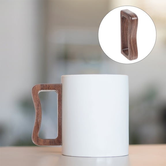 OUNONA 2pcs Tea Separation Cup Wooden Handle Replacement Ergonomic Teacup Grip for Household Use Double-Layer Mug Smooth Wooden Handles
