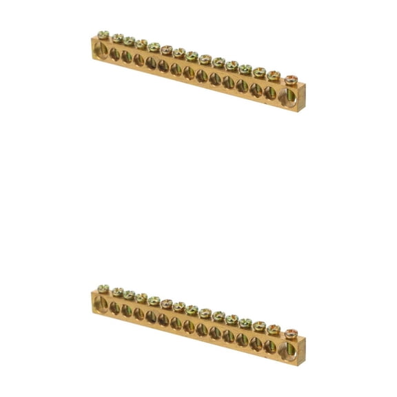 OUNONA WORGEOUS 2pcs Terminal Block Connector Copper Ground Bar Electrical Grounding Bus Bar with 15 Holes for Battery Terminal Positions