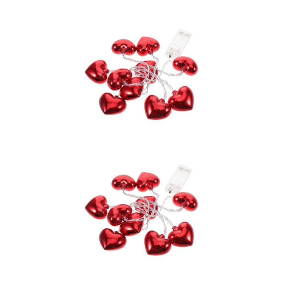 OUNONA 2pcs Valentines Day Heart String Light Heart Shape Lights with 10 Lights Outdoor Holiday Party Wedding Decoration Lights 1.5 Meter