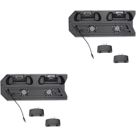 OUNONA 2pcs Vertical Stand with Cooling Fan for Controllers Charging Station with Dual Charger Ports and USB HUB for 4 SLIM /PRO (Black)