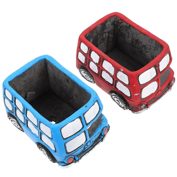 OUNONA 2pcs Vintage Flower Succulent Containers Car Design Desktop Flowerpots